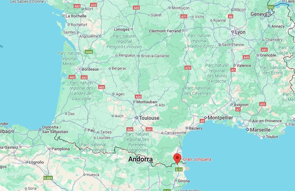 Plan du sud de la France et nord de l'Espagne La Jonquera