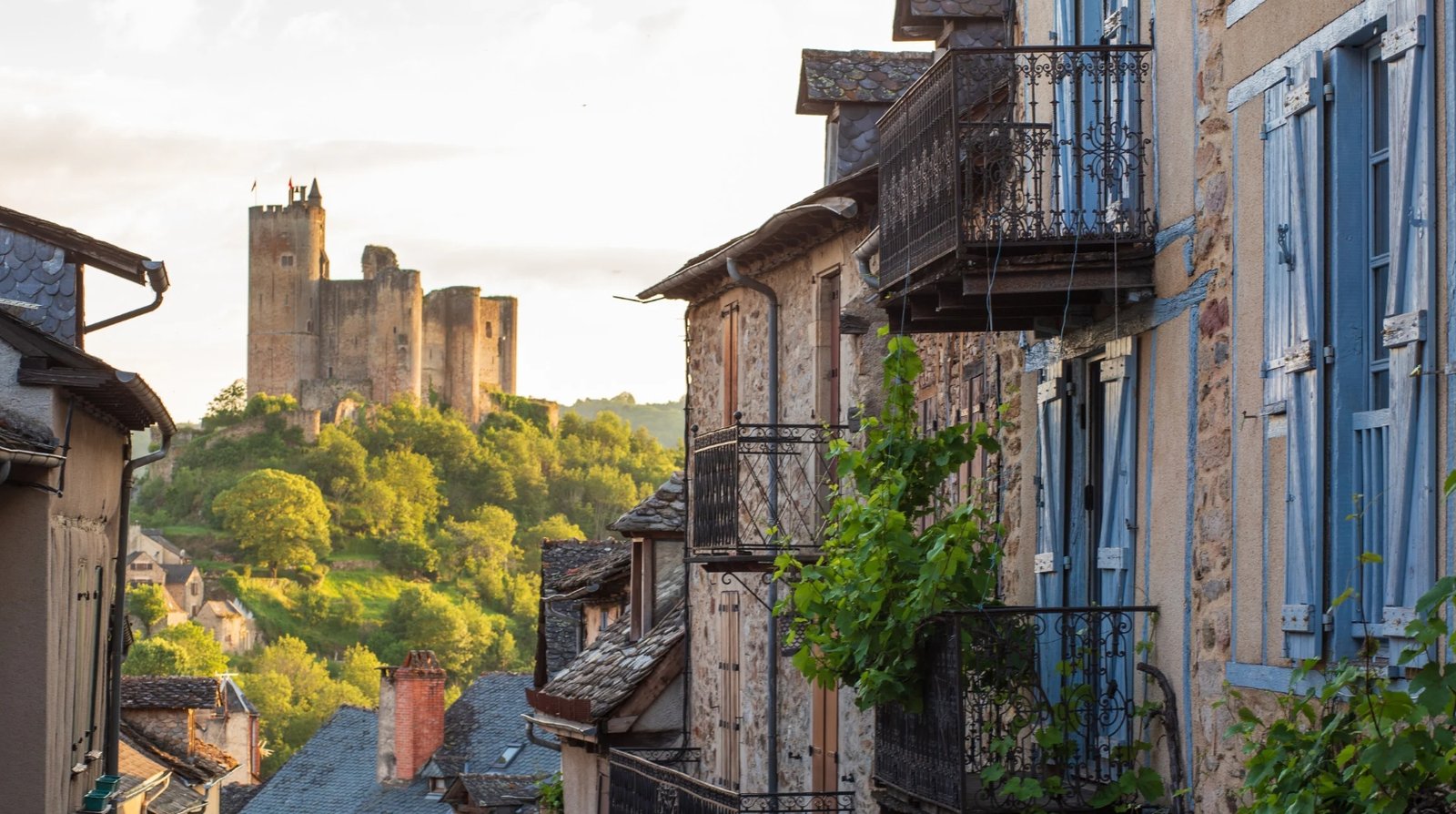 Rue médiévale et son château à Najac en Aveyron