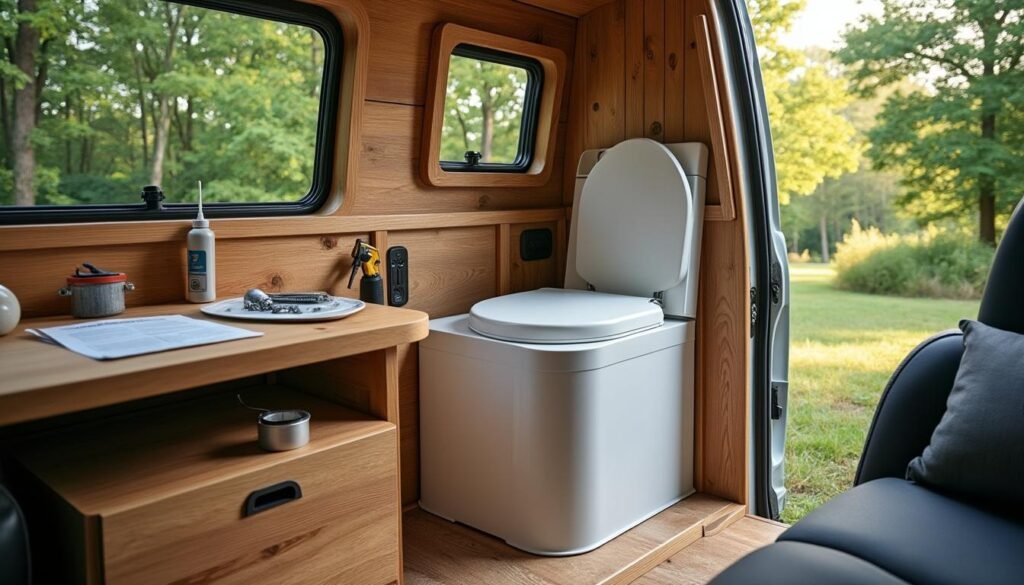 découvrez comment installer une toilette sèche dans votre van grâce à notre guide complet, pour un road trip confortable, écologique et sans contraintes.